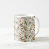 florale achtergrond met vogels en vlinders Mok (Voorkant rechts)