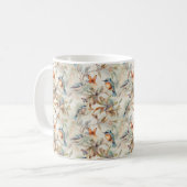 florale achtergrond met vogels en vlinders Mok (Voorkant links)