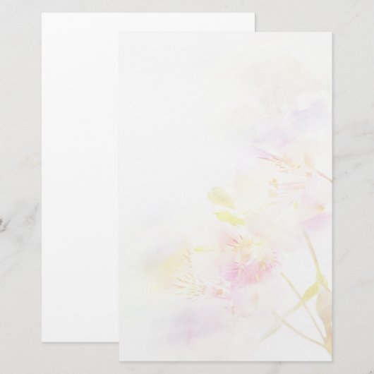 florale achtergrond met waterverf bloemen briefpapier (Voorkant / Achterkant)
