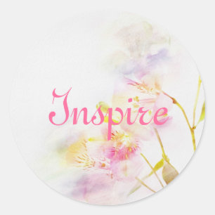 florale achtergrond met waterverf bloemen ronde sticker