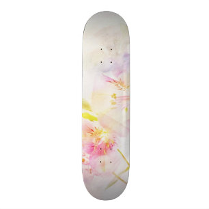 florale achtergrond met waterverf bloemen skateboard