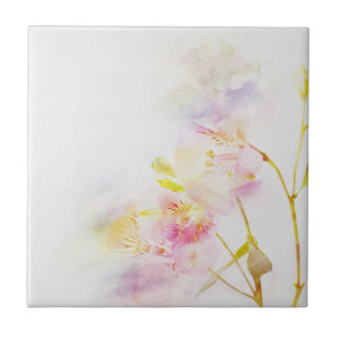 florale achtergrond met waterverf bloemen tegeltje