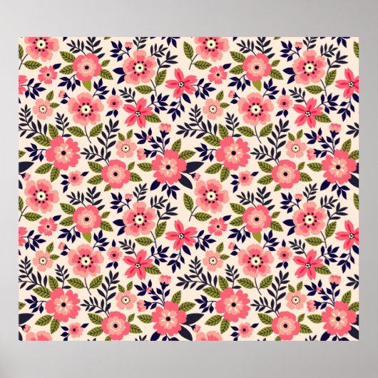 florale achtergrond. Naadloos patroon. Flowe Poster (Voorkant)