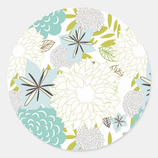 Florale achtergrond ronde sticker (Voorkant)