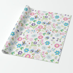 florale achtergrond van kleurrijke geborduurde blo cadeaupapier