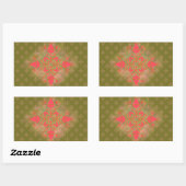 florale achtergrond van olijfmos roze rechthoekige sticker (Vel)