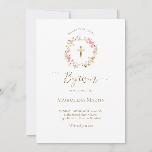 florale adem | Baptisme-uitnodiging Kaart (Voorkant)