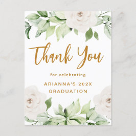 Florale Afstudeer Bedankt Script Wit Briefkaart