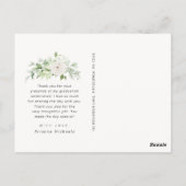 Florale Afstudeer Bedankt Script Zwart Briefkaart (Achterkant)