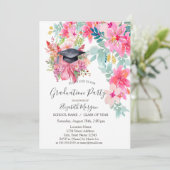 Florale afstudeerhoed, bloemen afstuderen kaart (Staand voorkant)
