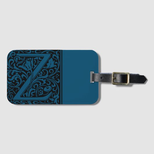 Florale alfabet monogram letter Z bagagelabel (Voorkant (horizontaal))