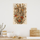 Florale anatomie skeletposter, vintage botanisch poster (Keuken)