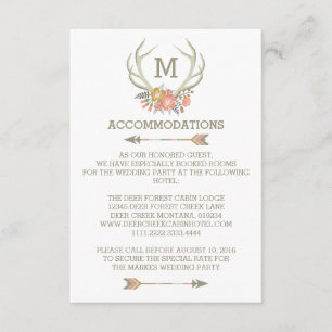 FLORALE ANTLERS   RUSTIC WEDDING ACCOMMODATION CAR INFORMATIEKAARTJE