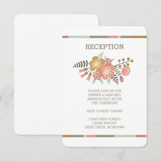 FLORALE ANTLERS | RUSTIC WEDDING RECEPT INVITE KAART (Voorkant / Achterkant)