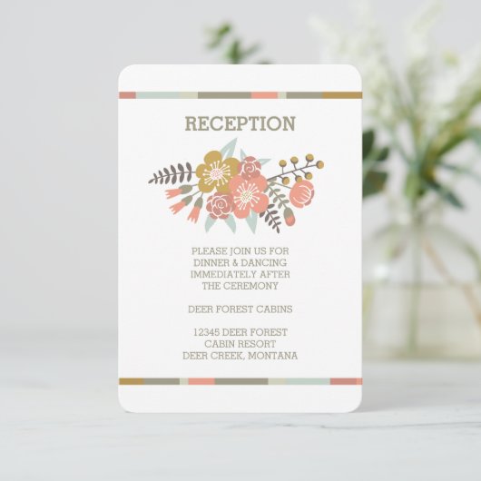 FLORALE ANTLERS | RUSTIC WEDDING RECEPT INVITE KAART (Staand voorkant)