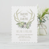 FLORALE ANTLERS | RUSTISCHE BESPARING DATUM SAVE THE DATE (Staand voorkant)