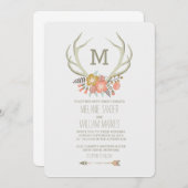 FLORALE ANTLERS | RUSTISCHE WEDINGINVITATIE KAART (Voorkant / Achterkant)