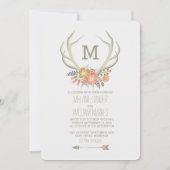 FLORALE ANTLERS | RUSTISCHE WEDINGINVITATIE KAART (Voorkant)