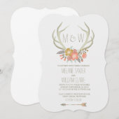 FLORALE ANTLERS | RUSTISCHE WEDINGINVITATIE KAART (Voorkant / Achterkant)