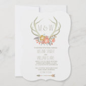 FLORALE ANTLERS | RUSTISCHE WEDINGINVITATIE KAART (Voorkant)