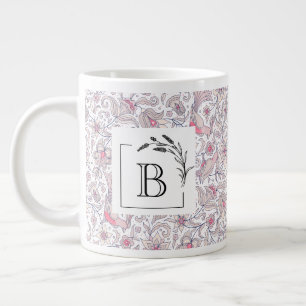 Florale Arabesk Monogram Jumbo Mok, Trouw Favoriet Grote Koffiekop