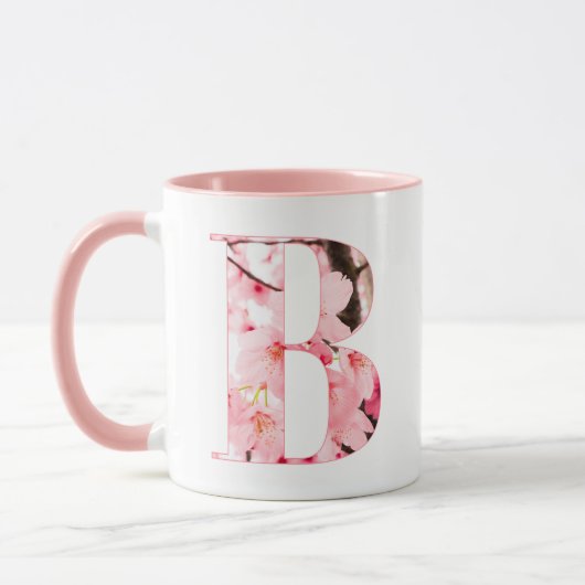 Florale B Initialen Mok | Gepersonaliseerde Naam & (Links)