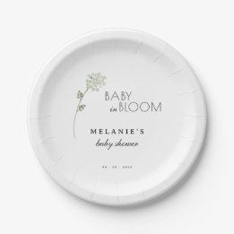 Florale baby in bloei baby shower papieren bordje