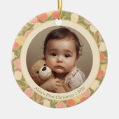 Florale baby's eerste kerstmis aangepaste kerstbal keramisch ornament (Voorkant)