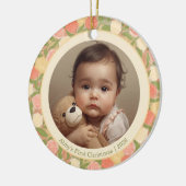Florale baby's eerste kerstmis aangepaste kerstbal keramisch ornament (Links)