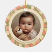 Florale baby's eerste kerstmis aangepaste kerstbal keramisch ornament (Achterkant)