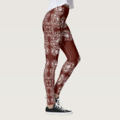 Florale barokstijl maroon patroon. leggings (Rechts)