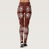 Florale barokstijl maroon patroon. leggings (Achterkant)