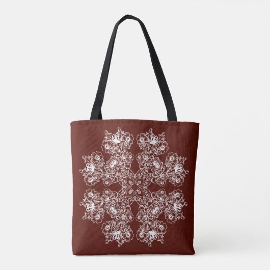 Florale barokstijl maroon patroon. tote bag (Achterkant)
