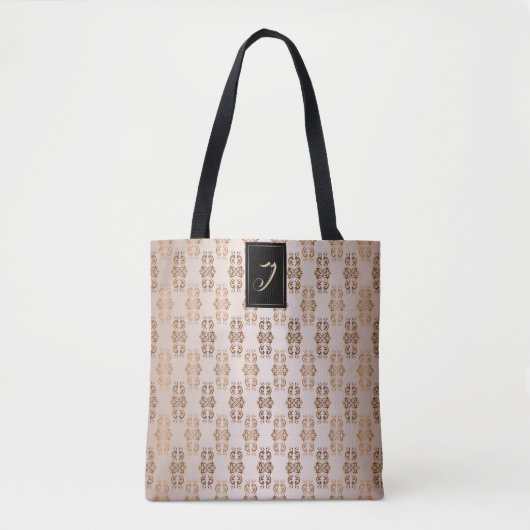 Florale barokstijl patroon. Monogram. Tote Bag (Voorkant)