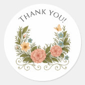 Florale Bedank Sticker — Watercolor Halve Kroon (Voorkant)