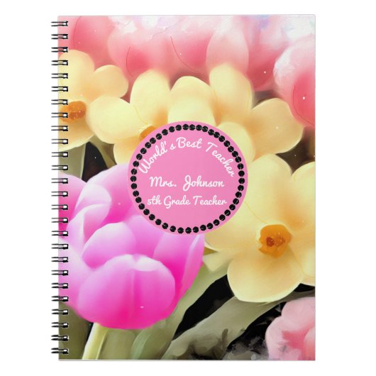 Florale Beste Leraar Persoonlijk Notitieboek (Voorkant)