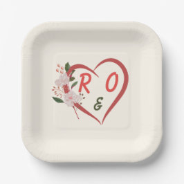 Florale bewerkbare bruiloftservies borden papieren bordje