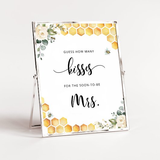 Florale bij hoeveel kusjes bruidsmeisjesfeest spel poster