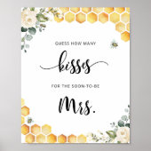 Florale bij hoeveel kussen bruidsmeisjesfeest spel poster (Voorkant)