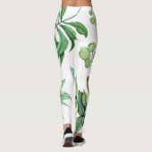 florale bladeren patroon wit groen meisjes leggings (Achterkant)