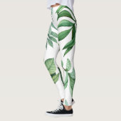 florale bladeren patroon wit groen meisjes leggings (Links)
