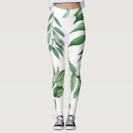 florale bladeren patroon wit groen meisjes leggings