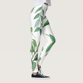 florale bladeren patroon wit groen meisjes leggings
