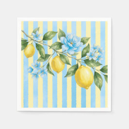 Florale Blauwe Citroen Hoofdknijp Bruiloftfeest Servet