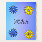 Florale Blauwe & gele Gepersonaliseerde  Planner (Achterkant)