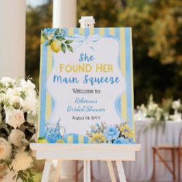 Florale Blauwe Main Squeeze Bruiloft Feest Welkom Poster