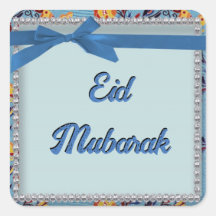 Florale Blauwe Scrapbook Stijl Eid Mubarak Sticker