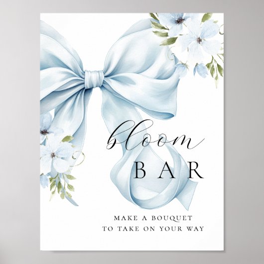 Florale Blauwe Strik Boeket Bar Poster (Voorkant)
