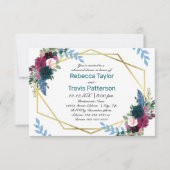 Florale Bloei Mod Teal - 3x5 Proefavond Dinner Kaart (Voorkant)