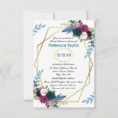 Florale Bloei Mod Vert Teal - 3x5 Bruiloftsfeest Kaart (Voorkant)
